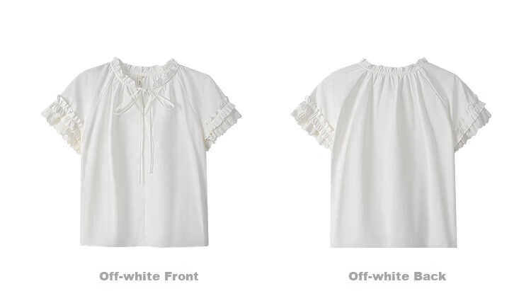 INMAN 100% Xinjiang Cotton Lace-up Ruffle Short Sleeve Shirt 2026 Summer New Loose Women's Top 14